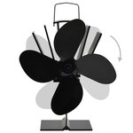 vidaXL Ventilateur de poêle alimenté par chaleur 4 pales Noir