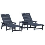 vidaXL Transat 3 pc Polyéthylène Bleu marine