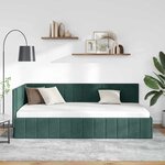 vidaXL Cadre de lit d'angle Vert foncé 90 cm x 200 cm Velours