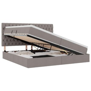 vidaXL Lit de rangement LED avec matelas Taupe 200 x 200 cm Tissu