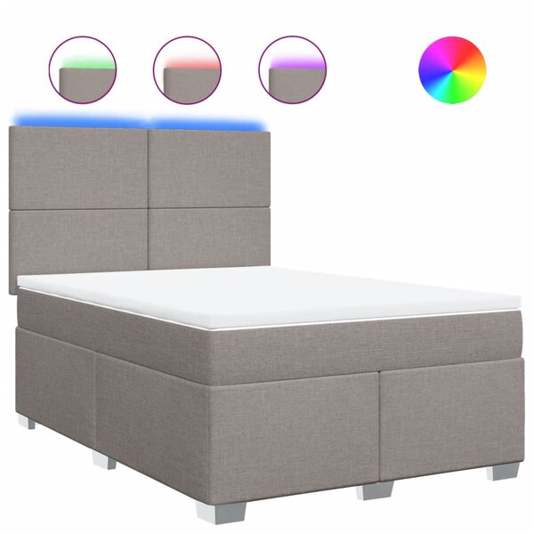 vidaXL Sommier à lattes de lit avec matelas Taupe 140x200 cm Tissu