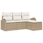 vidaXL Ensemble de canapé de jardin 4 Pièces Beige Poly rotin