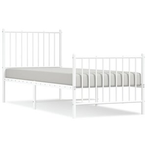 vidaXL Cadre de lit métal sans matelas avec pied de lit blanc 75x190cm