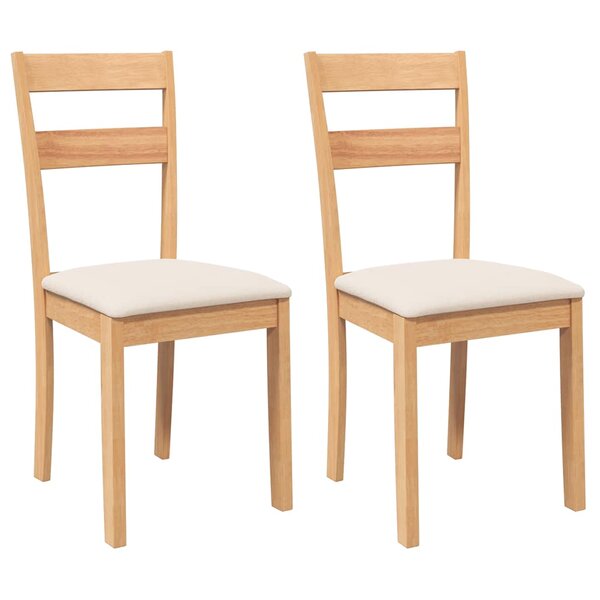 vidaXL Chaises à manger coussins 2 Pièces naturel bois massif caoutchouc
