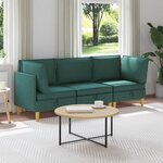 vidaXL Canapé modulaire avec rangement 3 Pièces Vert foncé Tissu