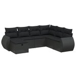 vidaXL Salon de jardin 7 Pièces avec coussins noir résine tressée