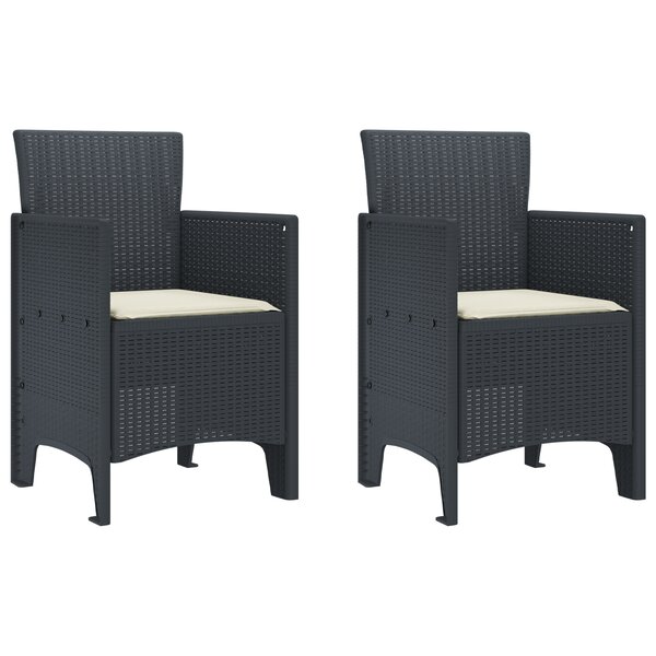 vidaXL Chaises de Jardin avec Coussins 2 Pièces Anthracite Rattan Plastique