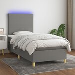 vidaXL Sommier à lattes de lit et matelas et LED Gris foncé 100x200 cm