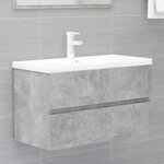 vidaXL Ensemble de meubles de salle de bain Gris béton Aggloméré