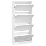 vidaXL Armoire à chaussures 4 tiroirs rabattables blanc 80x21x163 5 cm
