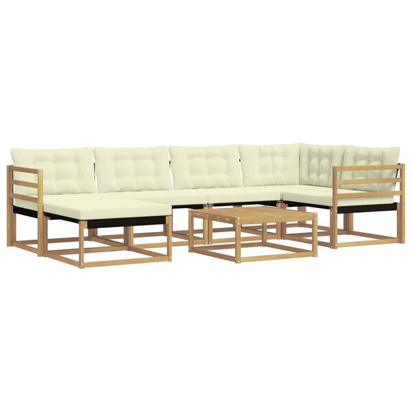 vidaXL Ensemble de canapés d'extérieur 7 Pièces Blanc et crème