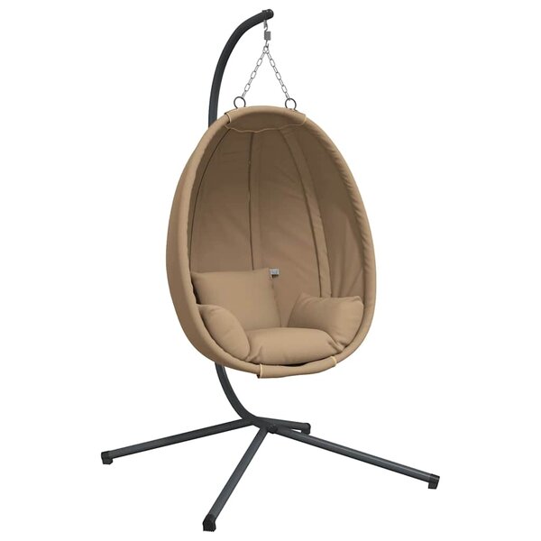 vidaXL Chaise suspendue en forme d'œuf et support taupe rotin et acier