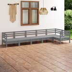 vidaXL Salon de jardin 6 Pièces Bois de pin massif Gris