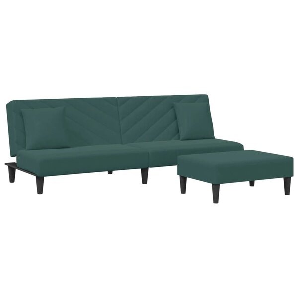 vidaXL Ensemble de canapés 2 Pièces avec coussins vert foncé velours