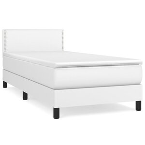 vidaXL Sommier à lattes de lit avec matelas Blanc 100x200cm Similicuir