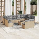 vidaXL Salon de jardin avec coussins 13 Pièces beige résine tressée