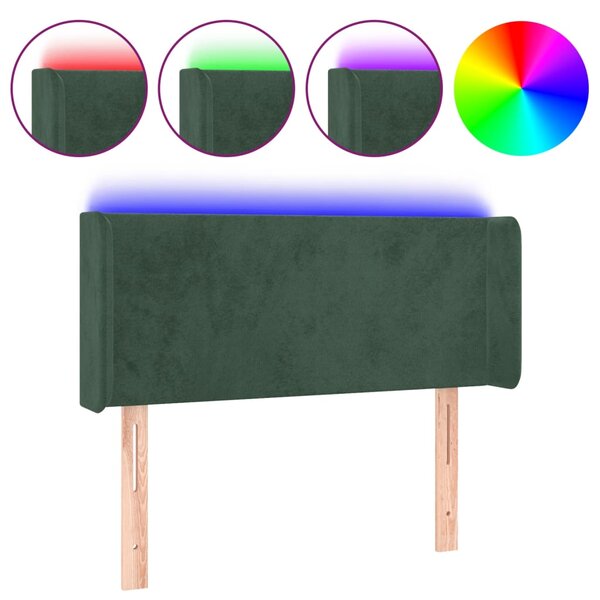 vidaXL Tête de lit à LED Vert foncé 103x16x78/88 cm Velours