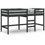 vidaXL Lit mezzanine d'enfants sans matelas avec échelle noir 80x200cm