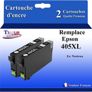 T3AZUR - 2 Cartouches compatibles avec Cartouche compatible avec Epson 405  405 XL pour Epson Workforce Pro WF-7800  WF-7830DTWf  WF-7835 DTWf  WF-7840DTWf  WF-7310DTW  WF-7830DTW Noire