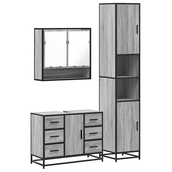 vidaXL Ensemble de meubles de salle de bain 3 Pièces Sonoma gris