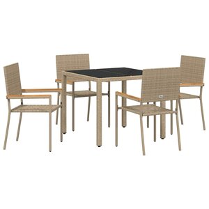vidaXL Ensemble de salle à manger pour jardin 5 Pièces Beige