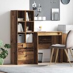vidaXL Bureau avec tiroir avec étagère avec stockage 2 Pièces Bois ancien