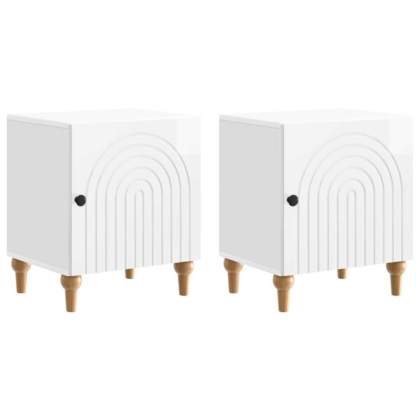 vidaXL Cabinet de chevet 2 Pièces Blanc brillant 43 x 34 5 x 50 cm