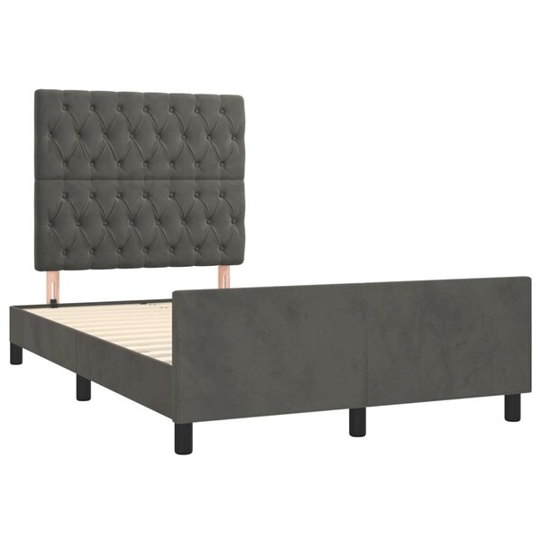 vidaXL Cadre de lit avec tête de lit gris foncé 120x190 cm velours