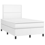 vidaXL Sommier à lattes de lit avec matelas Blanc 120x200cm Similicuir