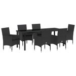 vidaXL Ensemble de salle à manger pour jardin 7 Pièces Noir polyrotin