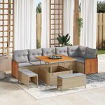 vidaXL Ensemble de canapé de jardin 9 Pièces Beige et Gris clair
