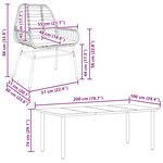 vidaXL Ensemble à manger jardin coussins 9Pièces marron poly rotin verre