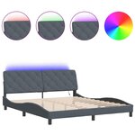 vidaXL Cadre de lit avec LED sans matelas gris foncé 180x200cm velours