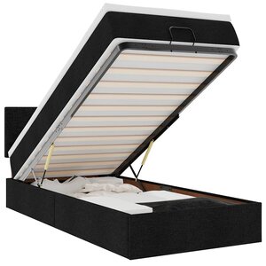vidaXL Lit ottoman avec matelas noir 90x200 cm tissu