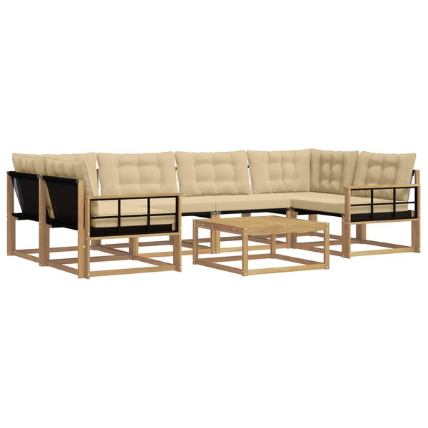 vidaXL Ensemble de canapés d'extérieur 7 Pièces Blanc et Beige