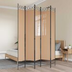 vidaXL Paravent 5 panneaux Beige 200 x 220 cm Tissu