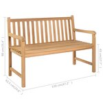 vidaXL Banc de jardin et coussin anthracite 120 cm Bois de teck massif