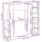 vidaXL Cadre de lit superposé avec bureau Gris Sonoma 75 x 190 cm