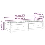 vidaXL Lit de jour Noir 75x190 cm Petit simple Bois de pin massif
