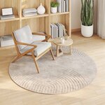 vidaXL Tapis de surface Rond HUARTE Beige Ø 160 CM Polyester
