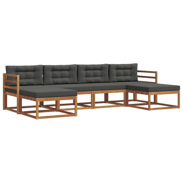 vidaXL Ensemble de canapés d'extérieur 6 Pièces Naturel et Anthracite