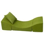 Pouf dépliant  fauteuil 3 en 1: pouf  chaise longue  table pour enfants vert
