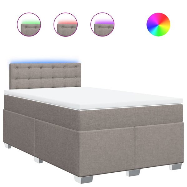 vidaXL Sommier à lattes de lit avec matelas Taupe 120x200 cm Tissu