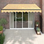 vidaXL Auvent rétractable jaune et blanc 3x2 5 m tissu et aluminium