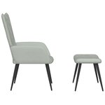 vidaXL Chaise de relaxation avec repose-pied Gris clair Velours