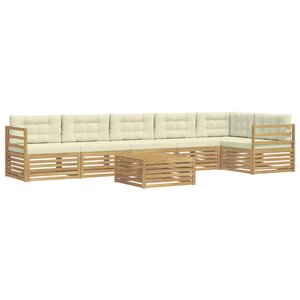 vidaXL Ensemble de canapés d'extérieur 7 pc Blanc et crème Polyester
