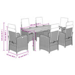 vidaXL Ensemble à manger de jardin coussins 7Pièces Noir Résine tressée