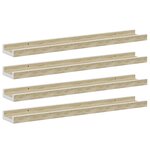 vidaXL Étagères murales 4 Pièces blanc et chêne sonoma 60x9x3 cm