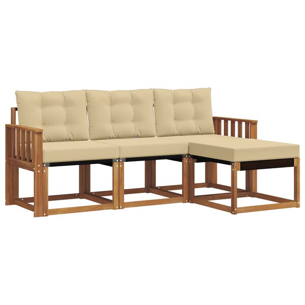 vidaXL Ensemble de canapés d'extérieur 4 Pièces Naturel et Beige