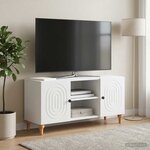 vidaXL Meuble TV Blanc 102 x 34 5 x 50 cm Bois d'ingénierie